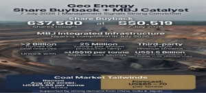 GEO ENERGY: Launches Share Buyback At ~52-Cent Level as MBJ Catalyst Nears Completion